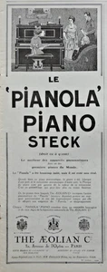 PUBLICITÉ DE PRESSE 1925 THE AEOLIAN Co LE PIANOLA PIANO STECK - Imagen 1 de 1