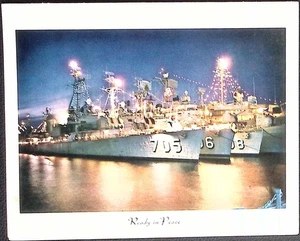Vintage Marine Kriegsschiff Weihnachtskarte bereit in Frieden von John J. McAniff - Bild 1 von 4