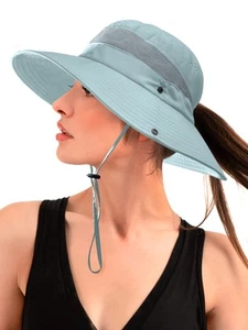 Sun Hat with Ponytail Hole for Women,UPF 50+ UV Protection Wide Brim Safari H... - Picture 1 of 6