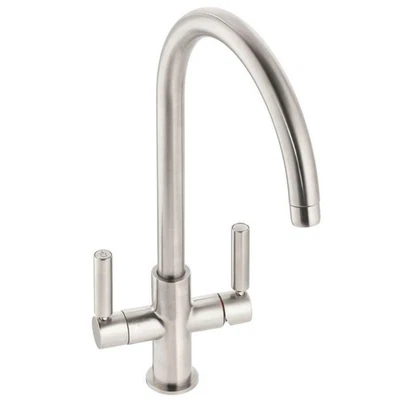 Abode Kitchen Filter Tap Monobloc Mixer 3 Way Double Lever Brushed Nickel - Image 1 of 2