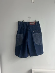 Vintage Revolution Anti League Jean Shorts Jort Sz 33 Extra Baggy Hip Hop - Picture 1 of 10
