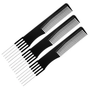 Thinp 3 Packs Comb With Metal Pick,Teasing Comb Pick Comb Lifting Fluffing Co... - Picture 1 of 7