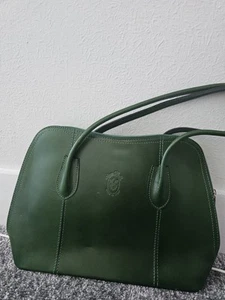 Green Leather Italian Shoulder Bag Vera Pelle - Picture 1 of 4