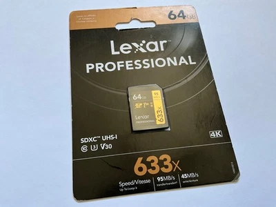 Tarjeta de memoria LEXAR PRO SDXC 4K de 64 GB para CÁMARAS NIKON CANON SDXC Foto 1 de 3