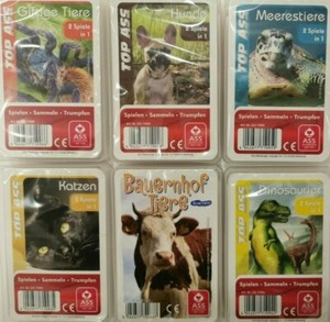 TOP ACE Animals Quartet Card Game Dogs Cats Dinosaur Horse Ice Queen