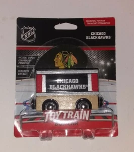 NHL Chicago Blackhawks Collectible Toy Train Box Car W/Display Stand Real Wood - Picture 1 of 2