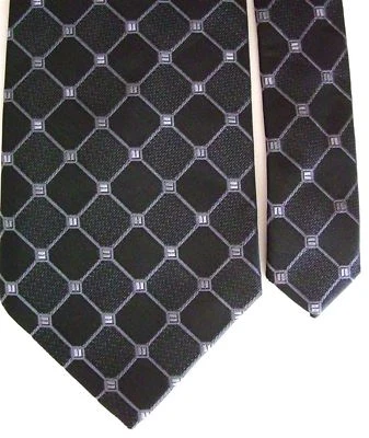 Corbata de cuello a cuadros y cuadros de seda gris carbón Enrico Fertuchie para hombre 4" x 57" Foto 1 de 2
