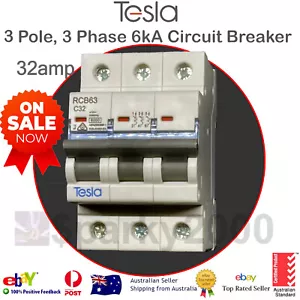 Tesla 3 Pole MCB 6kA 32 Amp - New model - Three phase circuit breaker 415V. - Picture 1 of 1