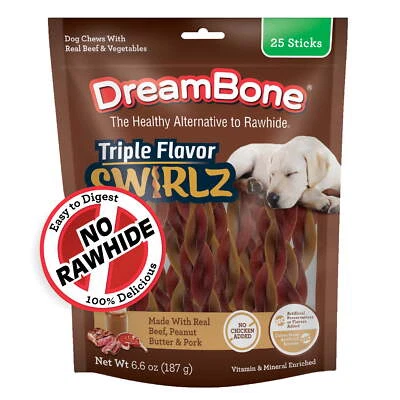 DreamBone Triple Flavor Swirlz Treats for Dogs, No Chicken Added