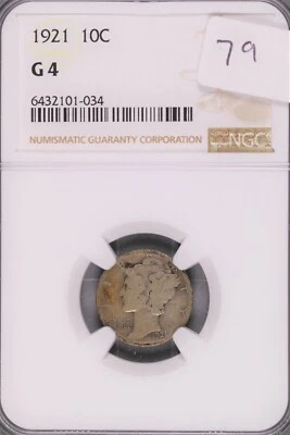 1921 Mercury Silver Dime NGC G-4 #034 - Image 1 of 2