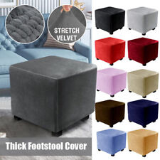 Square Stretch Velvet Footstool Cover Slipcovers Dustproof Cover Large