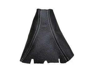 SEAT LEON (2005-2012) Soufflet Levier De Vitesse 100% Cuir - Couture Gris - Picture 1 of 1