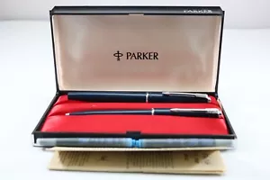 Vintage (um 1971-75) Parker Duofold Slimfold dunkelblau M Füllfederhalter & Kugelschreiber - Bild 1 von 17