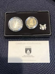 1989 U S Congressional Coins Commemorative Proof Silver Dollar and Clad Half - Picture 1 of 2