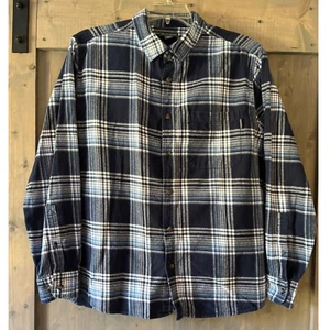 Eddie Bauer Shirt Men's Size XL Blue White Plaid Flannel Long Sleeve Button Up - Picture 1 of 10