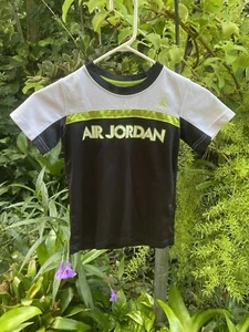NIKE AIR JORDAN SHIRT 5-6 Yrs 6 M AJ JERSEY Poly Black White Neon Green - Picture 1 of 9