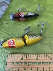 2 Heddon Jointed River Runt Spook Sinker & Midget Vintage Plastic Fishing Lures - Picture 1 of 8