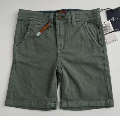 Pantalones Cortos Chinos Nuevos con Etiquetas 7 For All Mankind Niños Talla 5 Primavera Verde Oliva Frente Plano Foto 1 de 4