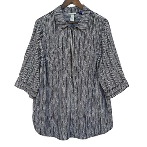 Blusa Catherines Media Cremallera Mujer Talla 1XWP Negra Estampado Bolsillos Cuello - Imagen 1 de 11