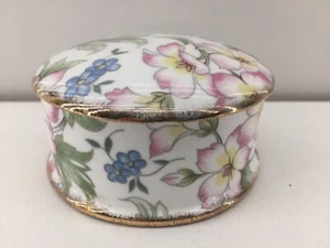 Staffordshire Trinket Box Fine Bone China England Roses Floral Vintage - Picture 1 of 4