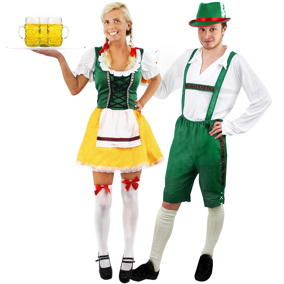 COUPLES BAVARIAN FANCY DRESS COSTUMES HIS HERS OKTOBERFEST GERMAN BEER FESTIVAL — 第 1/1 张图片