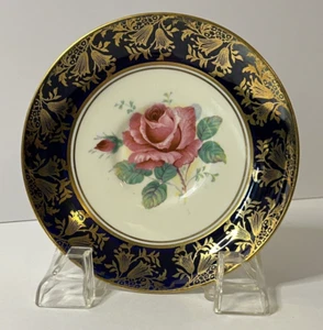 Vintage Paragon Saucer Cobalt Gold Gilt Rose by Royal Appointment SAUCER ONLY - Picture 1 of 10