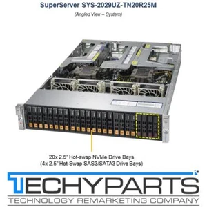 Supermicro SYS-2029UZ-TN20R25M 2x Xeon Gold 6140 2.3Ghz 192GB 20x NVMe 2U Server - Picture 1 of 4