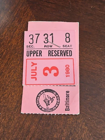 1980 red sox Carl Yastrzemski homerun yaz hr carlton fisk 3 hits ticket stub Os Cover