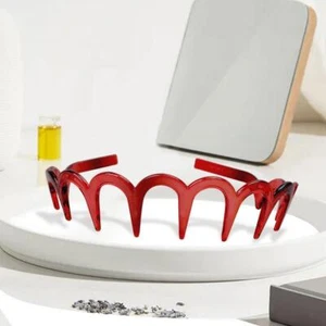 Shark Tooth Hairband Zig Wave Headbands Non Slip Red for Sports Gym Women - Picture 1 of 7