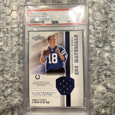 2002 SCORE QBC MATERIALS #20 PEYTON MANNING PSA 9 EVENT-WORN COLTS - Image 1 of 4