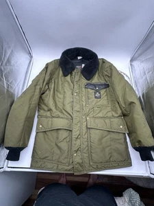Giacca vintage uomo REFRiGiWEAR 392 verde pelliccia sintetica collo cappuccio zip intera USA L - Foto 1 di 15