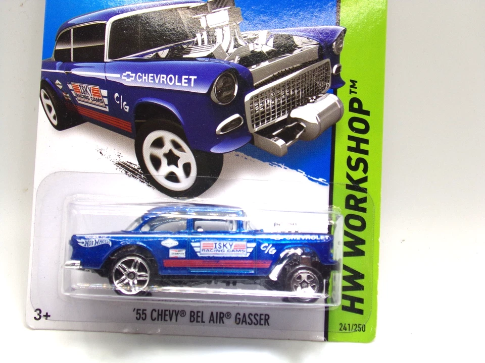 Chevy Bel Air Gasser 55 taller Hot Wheels *ERROR DE RUEDA* - azul Foto 1 de 1