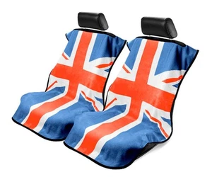 Seat Armour Universal  Towel Front Seat Covers with RWB British Flag -Pair - Picture 1 of 2