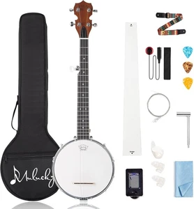 5 String Banjo Mini - 26 Inch Travel Banjo Sapele Body Closed Solid Back Beginn - Picture 1 of 6