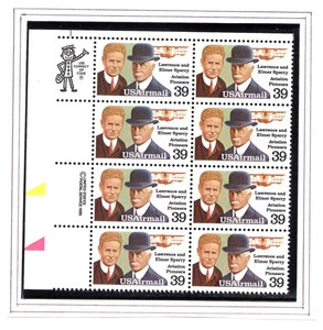 Scott #c114 Lawrence & Elmer Sperry Zip Block of 8 Stamps - MNH - Picture 1 of 1