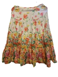 New CHAPS Skirt Women Size 2 White Floral - Picture 1 of 6