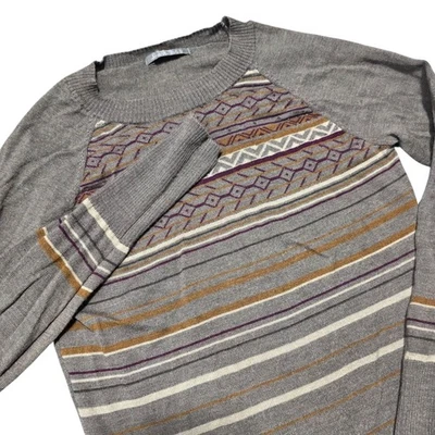 Smartwool Striped Wool Blend Sweater Gray Brown Women's Size S READ - Image 1 of 4
