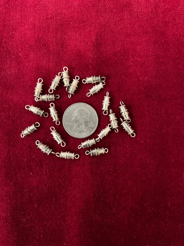 Silver Plated Barrel Clasps - Screw Type - Qty 20 - Image 1 of 1