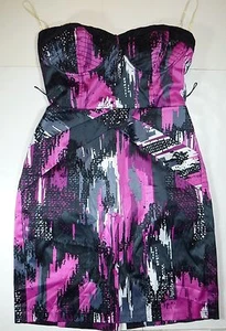 NWT KOUTURE BY KIMORE PINK BLACK GREY SLEEVELESS COCKTAIL DRESS SIZE MEDIUM C149 - Picture 1 of 2