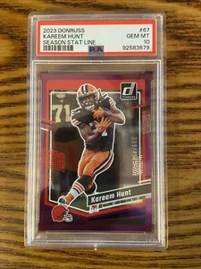 PSA 10 2023 Donruss Kareem Hunt #67 Season Stat Line 99/468, Gem Mint - Picture 1 of 3