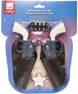 Cowboy Fancy Dress Toy Gun Set Revolver Holsters Badge by Smiffys New - Picture 1 of 2