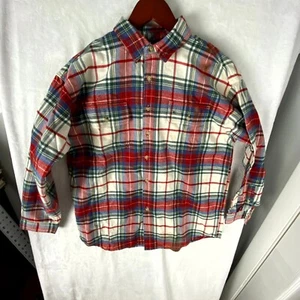 Gap Flannel Shirt Kids XL Multicolor Plaid Cotton Pleated Long Sleeve Button Up - Picture 1 of 8