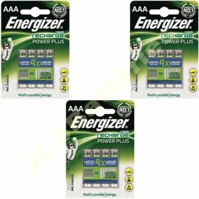 12 ENERGIZER AAA 700 mAH POWER PLUS Rechargeable Batteries ACCU 700mA LR03 K3Ah