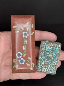 Vintage Chinese Asian box trinket box pill box pair - Picture 1 of 11