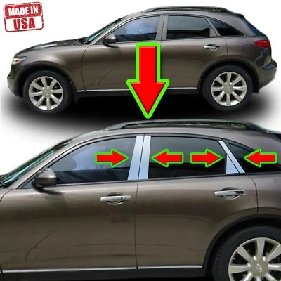 Juego de 8 molduras de pilar cromadas para Infiniti FX 03-08 cubierta de puerta poste espejado Foto 1 de 4