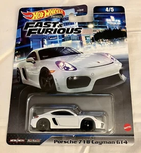 2023 Hot Wheels Fast & Furious White Porsche 718 Cayman GT4 4/5 With Real Riders - Picture 1 of 12