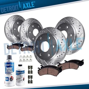 Front & Rear Drilled Rotors Ceramic Brake Pads for 2012 - 2020 Ford F-150 6 LUGS - Picture 1 of 9