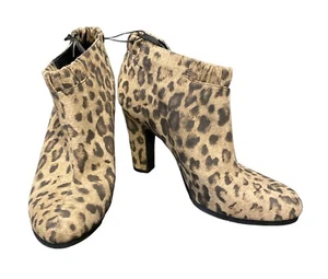 Sam and Libby womens leopard/cheetah heeled ankle boots size 7 - Picture 1 of 5