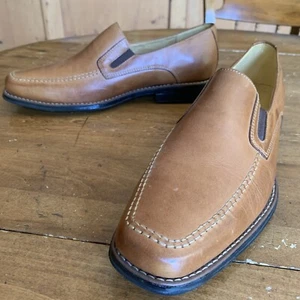 Sandro Moscoloni Tan Leather Loafers Double Gore Full Leather Lined 9.5  D - Picture 1 of 11