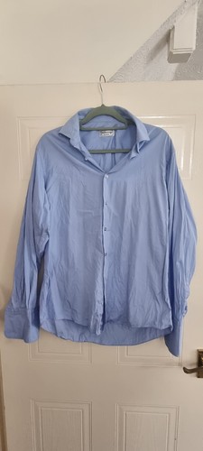 Burberrys Of London Blue Dress Shirt Size 17” 41 Cufflink Cuff Medium